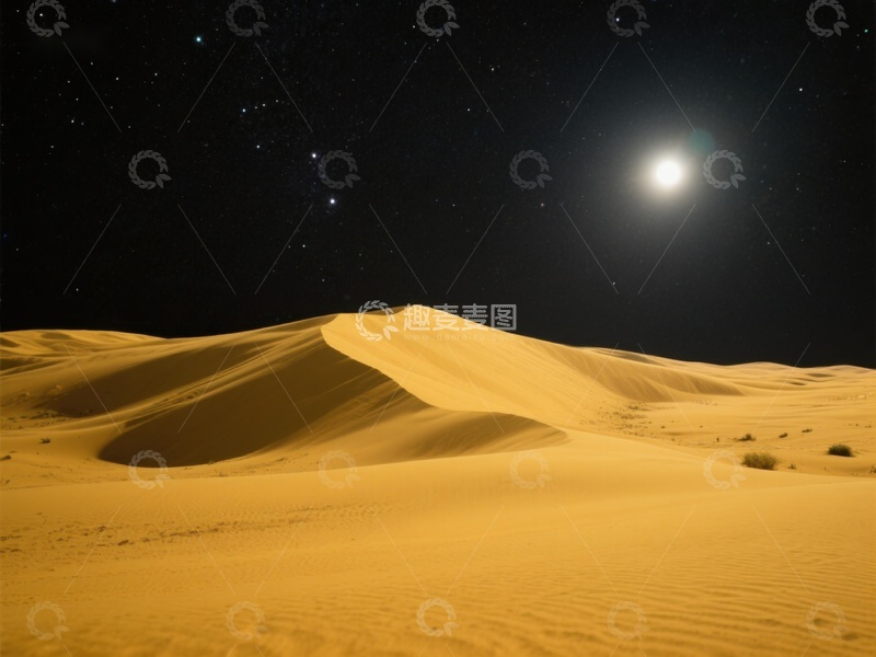 高清大图下载【趣麦麦图】月光下的沙漠沙丘