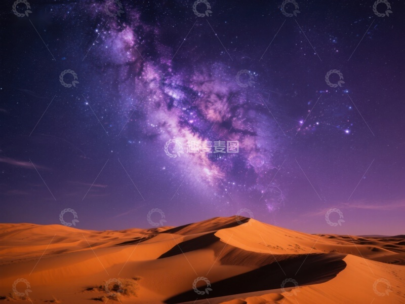 高清大图下载【趣麦麦图】沙漠夜空下的银河美景
