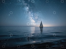 夜空下的孤帆