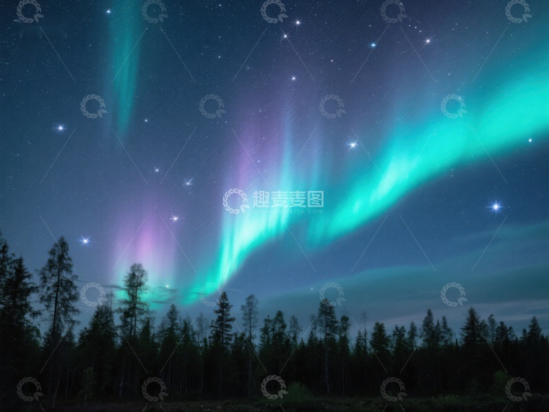 高清大图下载【趣麦麦图】极光在夜空中的绚丽舞动