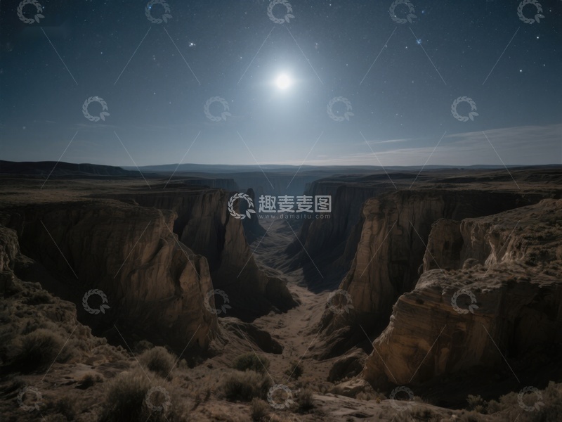 高清大图下载【趣麦麦图】月光下的峡谷夜景