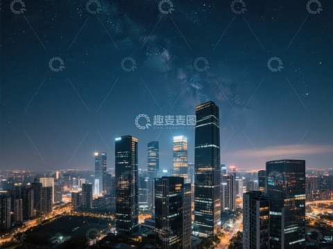 夜空下的城市天际线