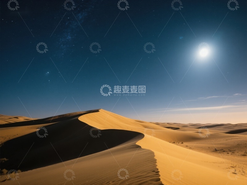 高清大图下载【趣麦麦图】月光下的沙漠沙丘
