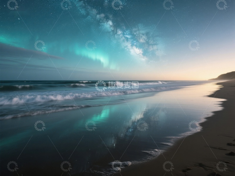 高清大图下载【趣麦麦图】星空下的海滩夜景