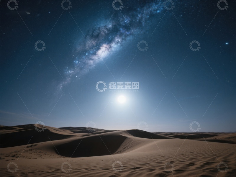 高清大图下载【趣麦麦图】沙漠夜景与银河