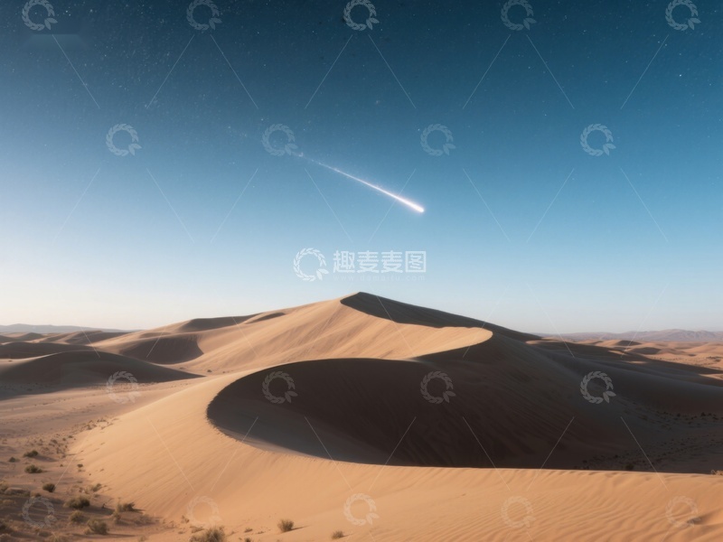 高清大图下载【趣麦麦图】沙漠夜空流星划过