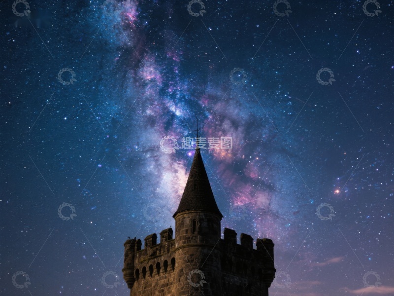 高清大图下载【趣麦麦图】星空下的古塔