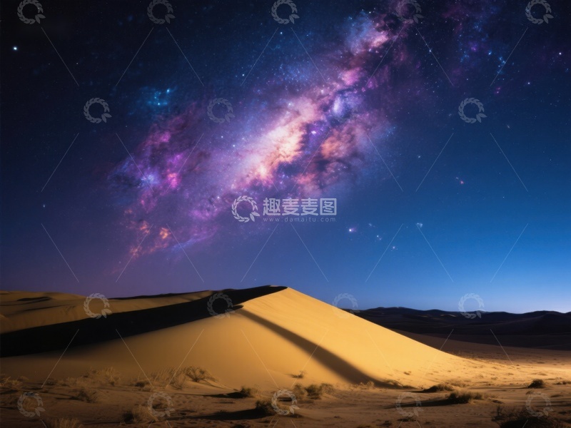 高清大图下载【趣麦麦图】沙漠夜景与银河