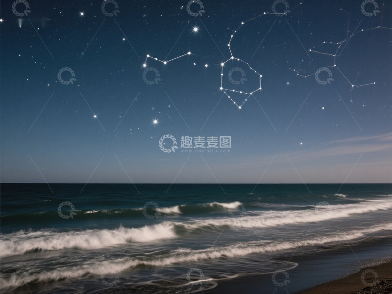 高清大图下载【趣麦麦图】星空下的海岸线