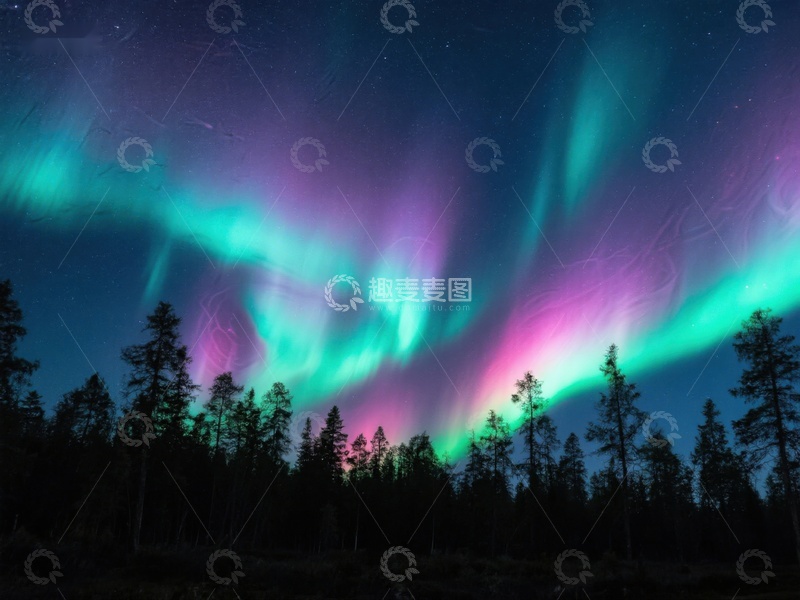 高清大图下载【趣麦麦图】极光在夜空下闪耀