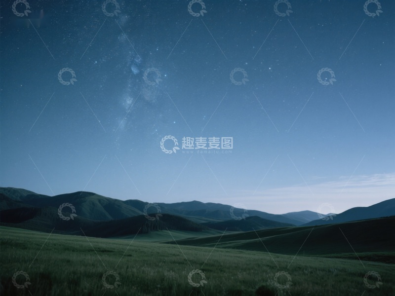 高清大图下载【趣麦麦图】夜空下的宁静山丘