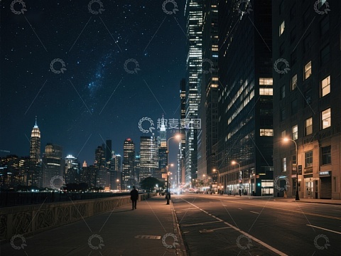 夜幕下的城市街景