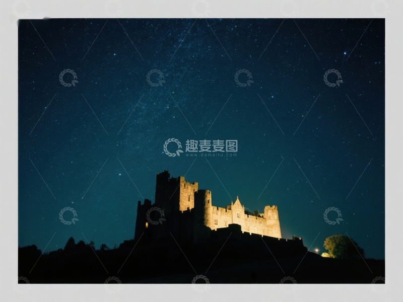 高清大图下载【趣麦麦图】夜空下的古堡剪影