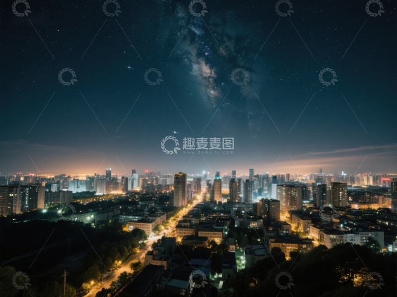 高清大图下载【趣麦麦图】夜空下的城市景观