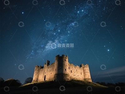 星空下的古老城堡