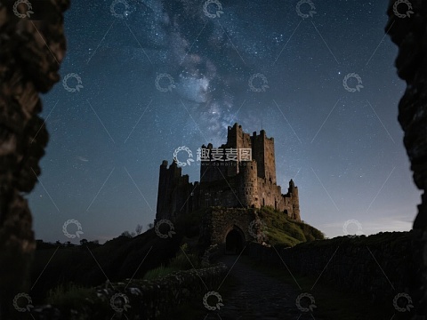 星空下的古老城堡