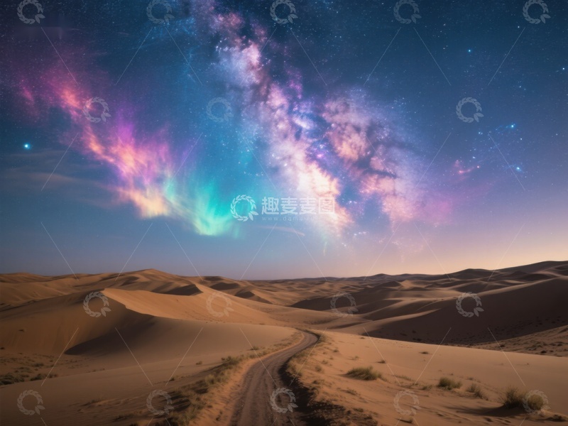 高清大图下载【趣麦麦图】沙漠夜空下的银河奇景