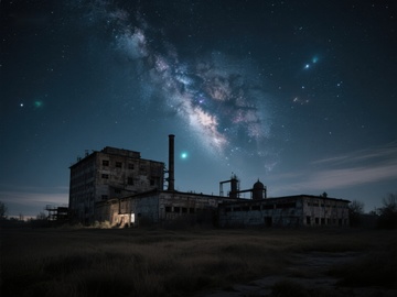 星空下的废弃工厂