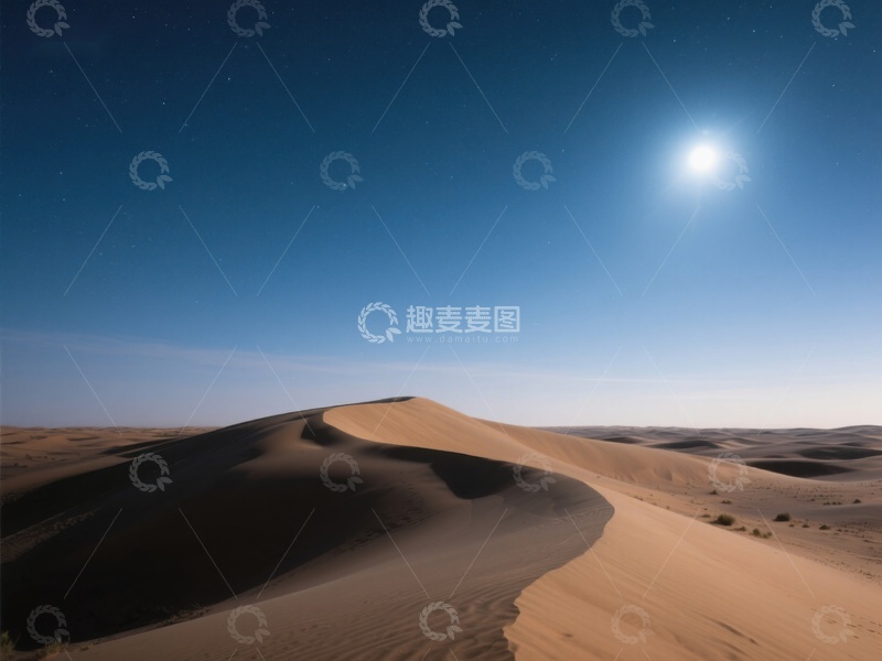 高清大图下载【趣麦麦图】月光下的沙漠沙丘