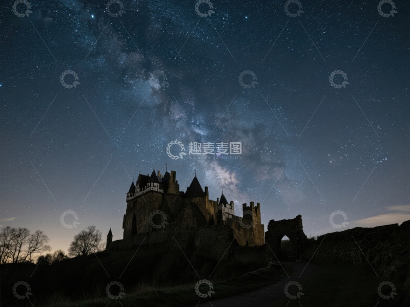 高清大图下载【趣麦麦图】星空下的古老城堡