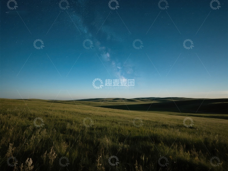 高清大图下载【趣麦麦图】夜空下的草原
