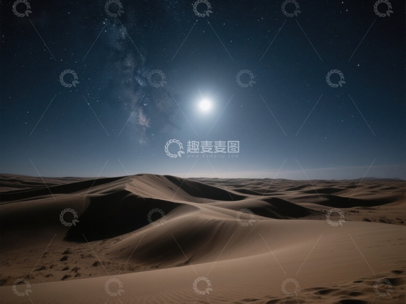 高清大图下载【趣麦麦图】月光下的沙漠沙丘