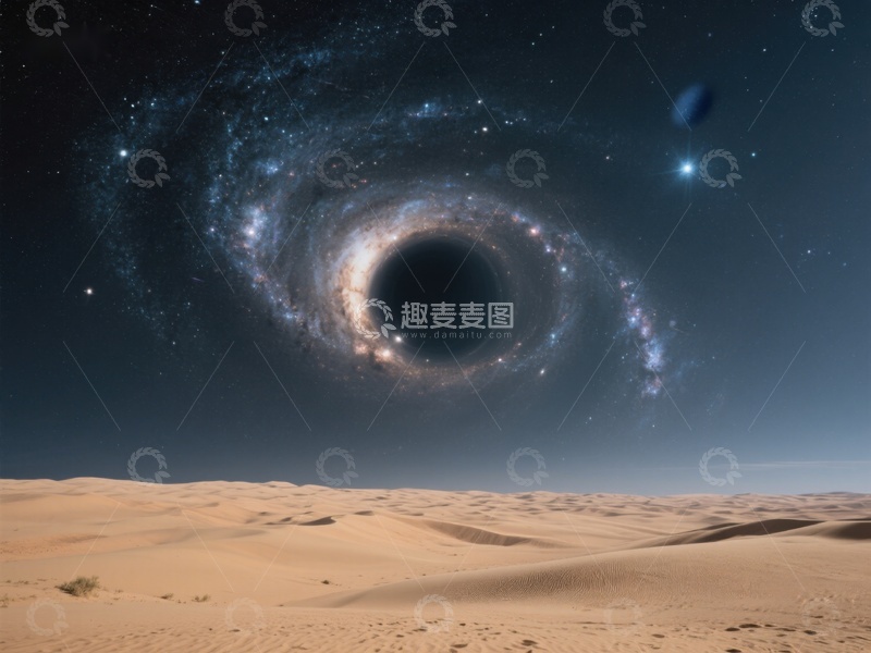 高清大图下载【趣麦麦图】沙漠之上星系黑洞奇观