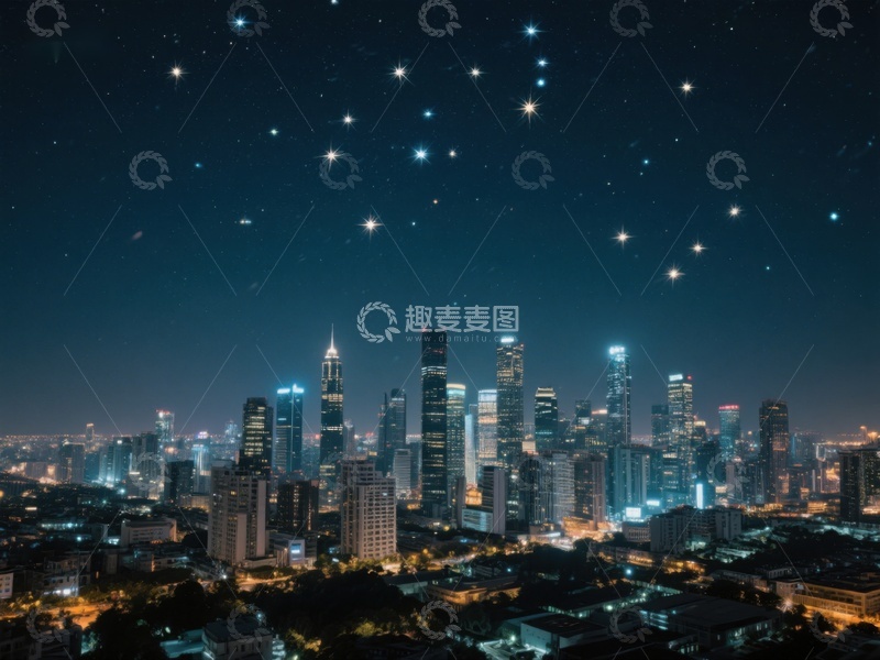高清大图下载【趣麦麦图】夜空下的城市天际线
