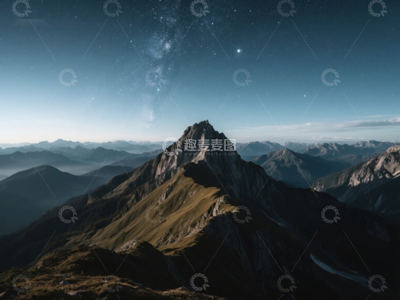 高清大图下载【趣麦麦图】星空下的巍峨山峰