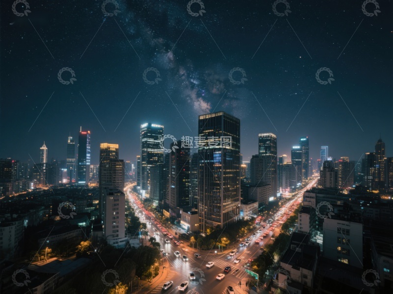 高清大图下载【趣麦麦图】夜幕下的城市星空