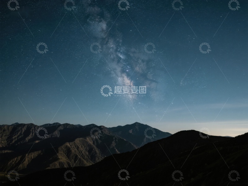 高清大图下载【趣麦麦图】夜空银河映照山峦