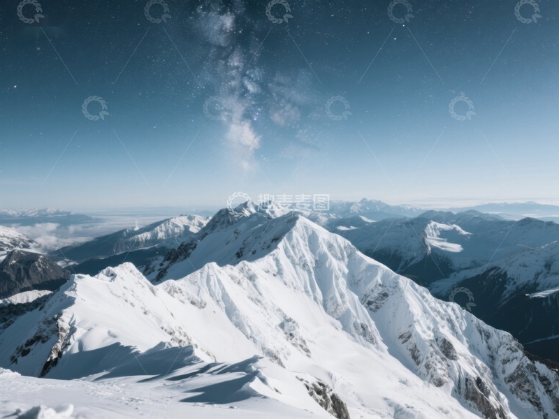 高清大图下载【趣麦麦图】雪山之巅，星河璀璨