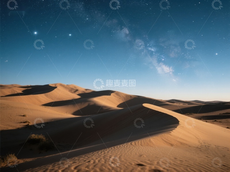 高清大图下载【趣麦麦图】星空下的沙漠沙丘