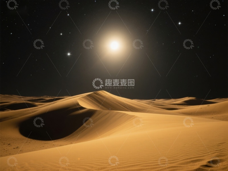 高清大图下载【趣麦麦图】沙漠夜景，星光璀璨