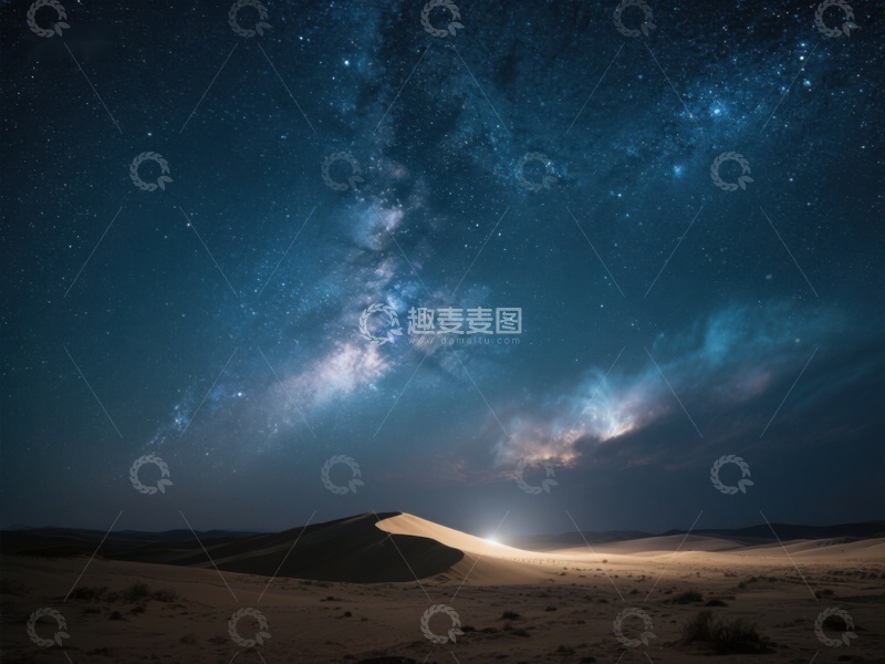 高清大图下载【趣麦麦图】沙漠夜空下的银河美景