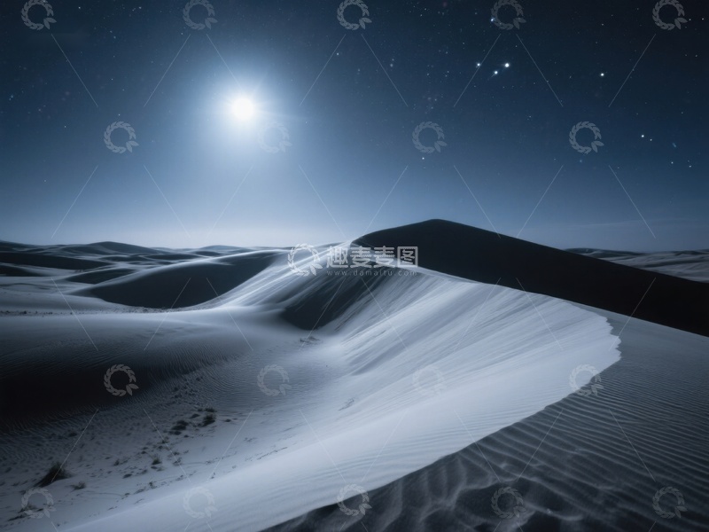 高清大图下载【趣麦麦图】月光下的沙漠沙丘
