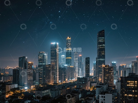 夜幕下的城市天际线