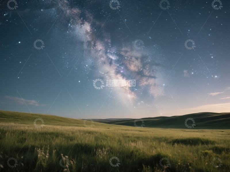 高清大图下载【趣麦麦图】星空下的草原夜景
