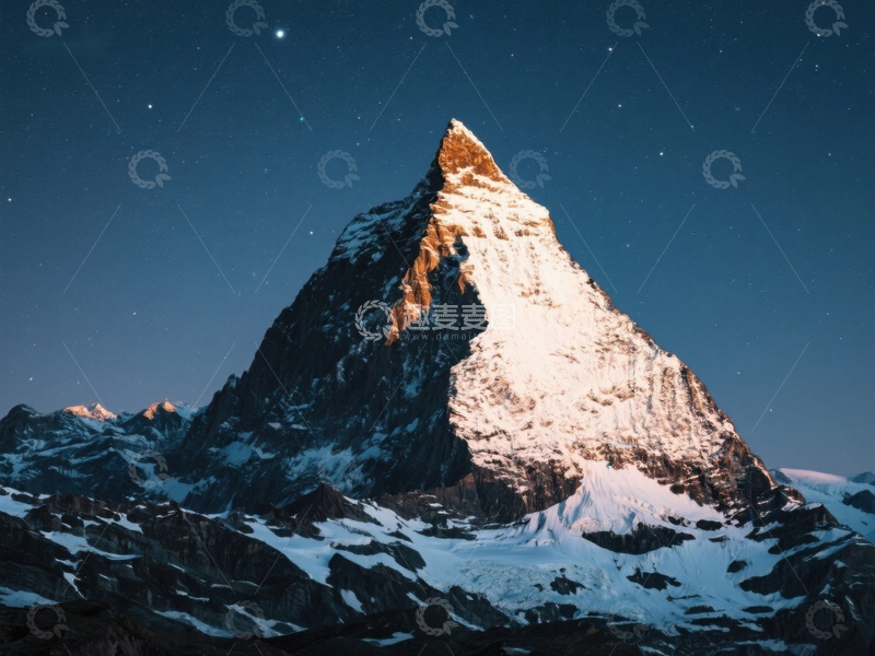 高清大图下载【趣麦麦图】夜幕下的雪山奇峰