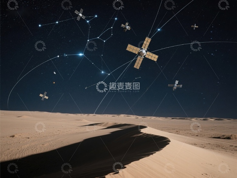 沙漠上空的卫星星座