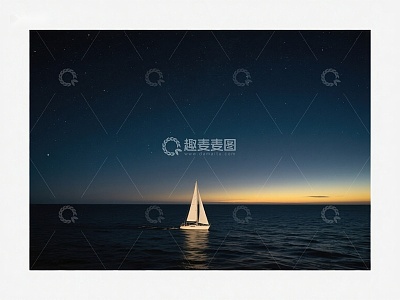 夜幕下的帆船航行