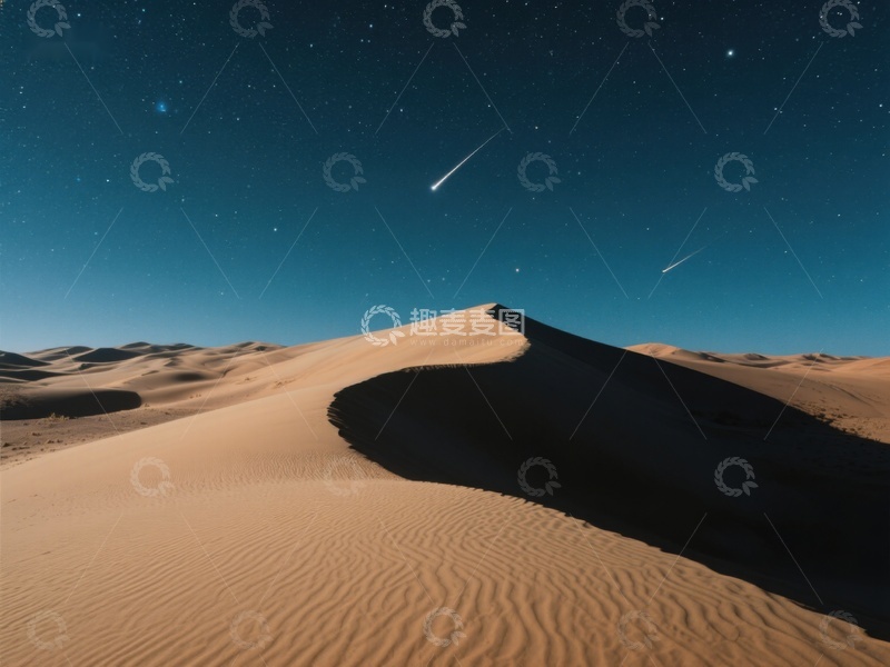 高清大图下载【趣麦麦图】沙漠夜空下的流星划过