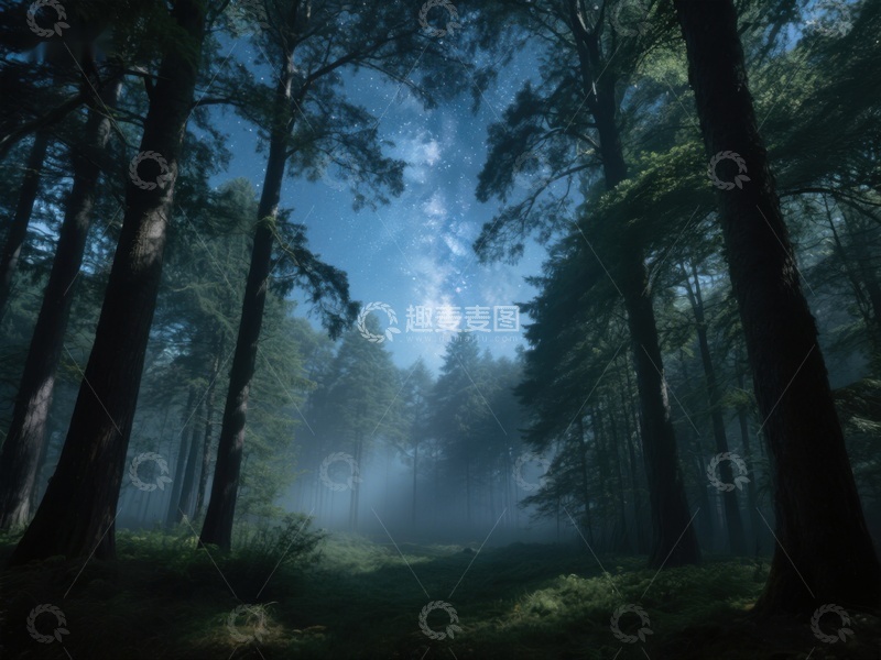 高清大图下载【趣麦麦图】晨雾中的森林小径