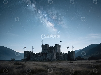 星空下的古老城堡