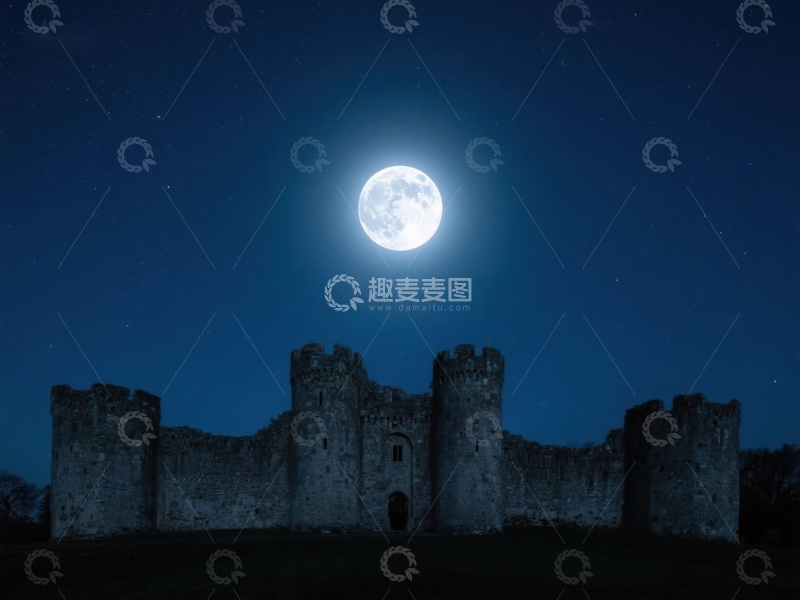 高清大图下载【趣麦麦图】月光下的古老城堡