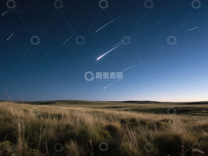 高清大图下载【趣麦麦图】夜空下的草原星轨