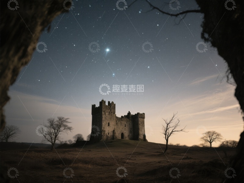 高清大图下载【趣麦麦图】夜空下的古老城堡