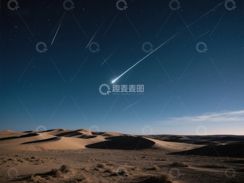 高清大图下载【趣麦麦图】沙漠夜空流星划过