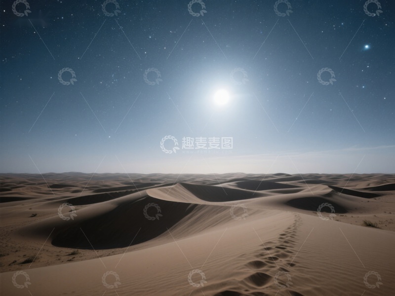 高清大图下载【趣麦麦图】月光下的沙漠沙丘