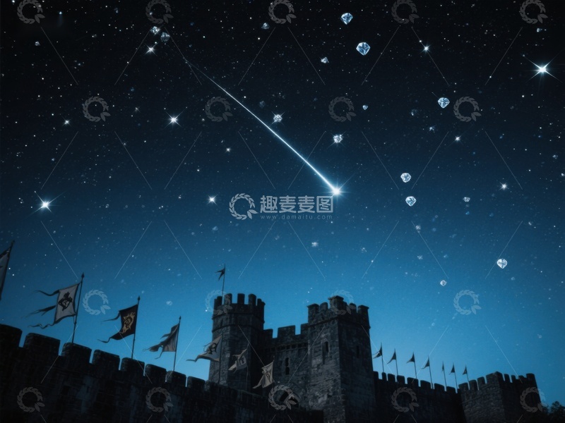 高清大图下载【趣麦麦图】夜空流星划过古堡